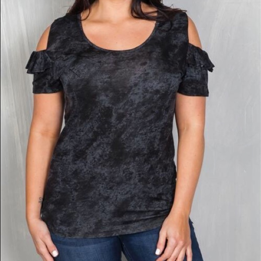 Black Tye dye open shoulder top